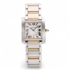 Cartier Tank Francaise 28mm Steel 18K Gold Silver Dial Unisex Watch W51005Q4