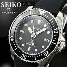 Seiko Prospex Solar Diver V147 SNE586P1 38mm Black Dial Leather Strap Rare
