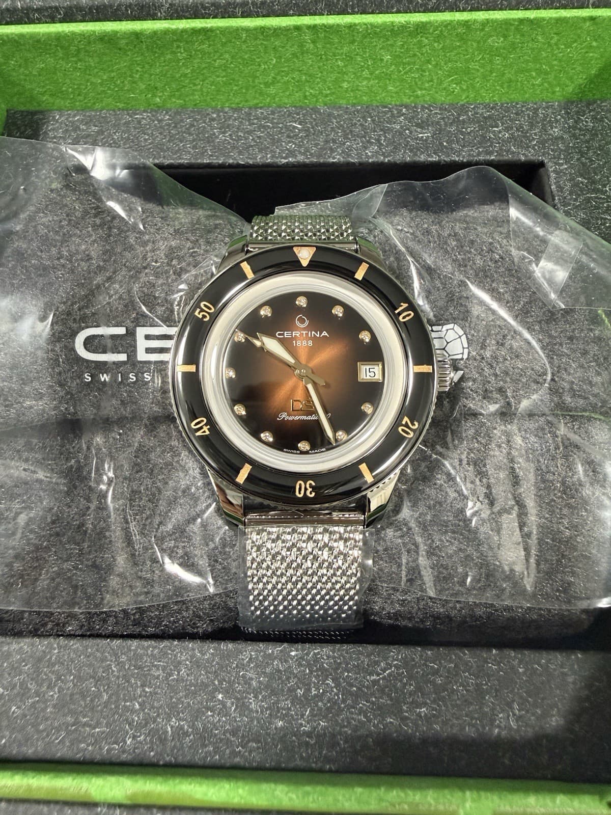 Certina, Womens, DS Heritage Diamonds,39, mm,Steel (Mesh) Automatic, Powermatic