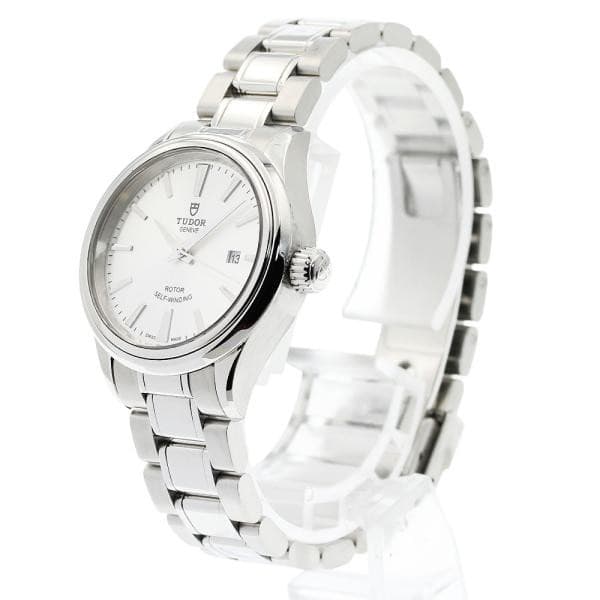 TUDOR STYLE 12100 28mm SS Automatic Silver Dial Date Watch #C551