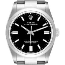 Rolex Oyster Perpetual Steel Black Dial Mens Watch 126000 Box Card