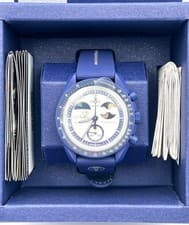 Swatch Omega Snoopy Moonswatch Mission To Earthphase size XL Blue MINT