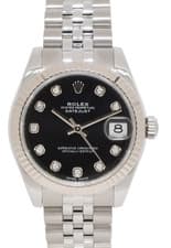 Rolex Datejust Steel & Gold Bezel Black Diamond Dial 31mm Watch +Card '20 178274