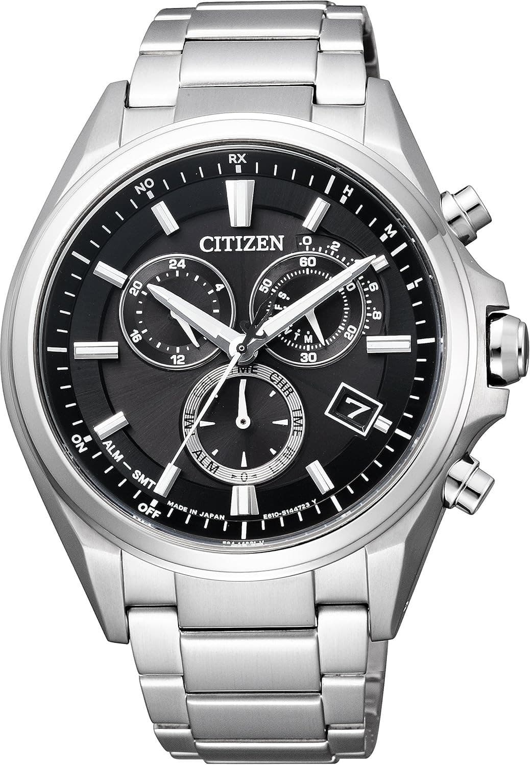 Citizen AT3050-51E Attesa Atomic Chronograph Solar Titanium Men's Watch Black
