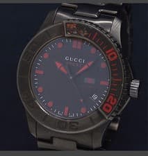Gucci QZ 126.2 Men's Sports Date Black Dial Quartz Watch Pre-Owned