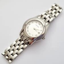 Guchi 5500L Metal Watch Authentic Silver Roman Dial