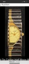 Rare Vintage Must de Cartier Two-Tone Half Moon Quartz Watch