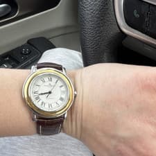 Baume & Mercier Automatic Men's Wristwatch White Dial Brown Leather Strap Two-T…