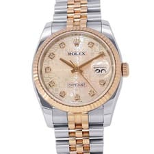 ROLEX Datejust 36mm Steel 18K Rose Gold Pink Con Pewter Dial 116231G