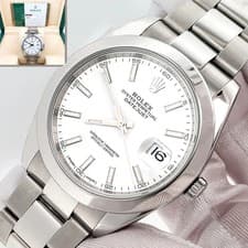 2019 Rolex Datejust 41 126300 White Index Steel Oyster Watch Box Papers