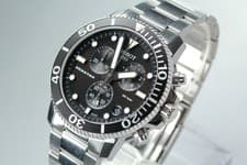 [ w/Box ] TISSOT Seastar T120417A Black Chronograph Date Quartz Swiss Made Watch