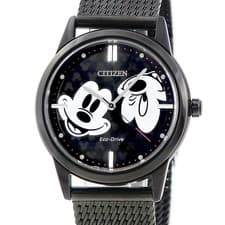Citizen Eco-Drive Mickey Mouse Watch FE7065-52W Black Dial & Band Men's New