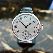 A BEAUTIFUL ANTIQUE 1917-18 BRITISH MILITARY ROLEX OFFICERS SILVER TRENCH WATCH