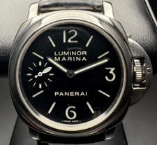 Stunning Panerai Luminor Marina Men's Black Watch Box & Papers PAM00111