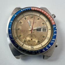 SEIKO 6139-6002 Automatic Chronograph Watch Vintage Mens POGUE Gray Dial 21 J