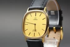Vintage 1980 OMEGA De Ville Quartz Gold Dial 20Mic GP Ref.191.0131.1 [Near Mint]
