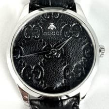 GUCCI G Timeless Watch YA1264031A Quartz Black Leather From Japan