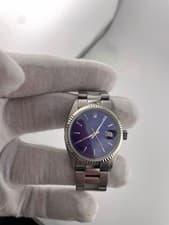 Rolex Mens Datejust 36mm Custom Blue Stick Dial 16030 Serviced