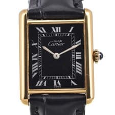 CARTIER Must tank SV925 (GP) / Leather Hand Winding Unisex Watch D#147044