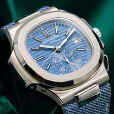 2025 Nautilus Flyback Chronograph Blue Dial 18K White Gold Denim MINT 5980/60G