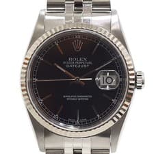 ROLEX 16234 Datejust Watch SS Silver Black Dial Men SS 97g Automatic