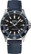 MIDO Ocean Star GMT - Swiss Automatic Men's Watch - 44mm Blue Fabric Strap