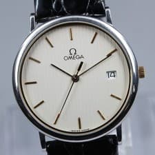 [Near MINT] Omega De Ville Cal.1430 Textured Dial Men's Quartz Watch From JAPAN