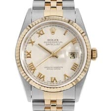 ROLEX Datejust 16233 cream pyramid rome S Number second hand mens