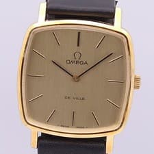 Omega MD1110149 Hand Wound Wristwatch Gold Dial Mens Timepiece Vintage Authentic