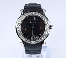 Chopard 36mm Original Happy Sport Diamond 18k White Gold Bezel SS Watch 8475