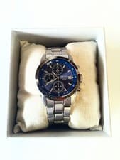SEIKO Men's Chronograph Watch Blue Dial Formal Business Style