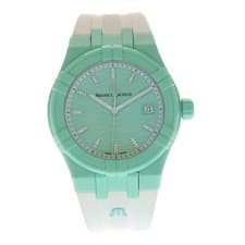 Maurice Lacroix Rubber Strap Quartz Analog Watch Green white Used 7df59b9b184086