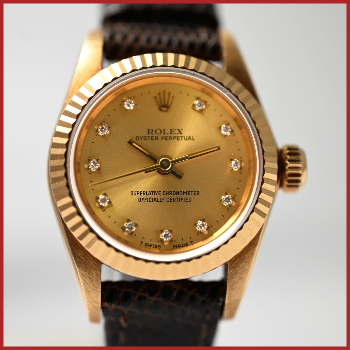 ROLEX 67198 OYSTER PERPETUAL DIAMOND DIAL 18K SOLID YELLOW GOLD LADIES WATCH