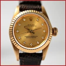ROLEX 67198 OYSTER PERPETUAL DIAMOND DIAL 18K SOLID YELLOW GOLD LADIES WATCH