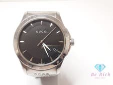 Gucci G-Timeless Men's Watch Date Black Silver SS Bracelet Analog