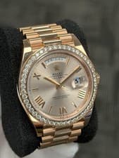2025 MINT Rolex Day Date 228345RBR Sundust Roman Diamond Complete Set Rose Gold