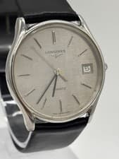 Longines Quartz Dress Watch Mens Day Date 32mm Vintage Rare wrist 19cm