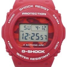 A BATHING APE DW5750E CASIO GSHOCK Watch Round Color Camouflage Red Rare