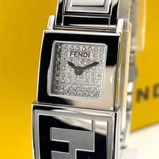 FENDI Orologi 5500L Quartz Reversible 2 Time Zone Ladies Watch SS Black 20mm