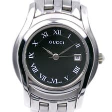Used GUCCI Gucci 5500L Watch SS Quartz Analog Display Ladies Black Dial