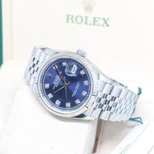 Rolex 36mm Oyster Perpetual Blue Diamonds Dial Datejust REF: 126234