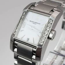 Baume & Mercier Diamant Quartz Stainless Steel White Shell wrist 14.5cm/5.7in