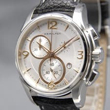 [N MINT] HAMILTON Jazzmaster H326120 42mm Chronograph Silver Dial QZ Men's Watch