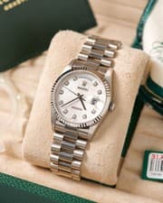 Rolex Day Date President 18239 White Gold 18k Silver Diamond Dial Unpolished