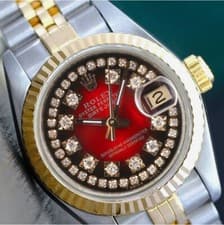 Rolex Datejust Two-Tone Red Vignette Diamond Dial 14KY Steel Jubilee Watch 26mm