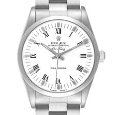 Rolex Air King Steel White Dial Smooth Bezel Mens Watch 14000