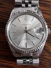 36mm Swiss Automatic Sandoz Stainless Fluted Bezel Date Just.