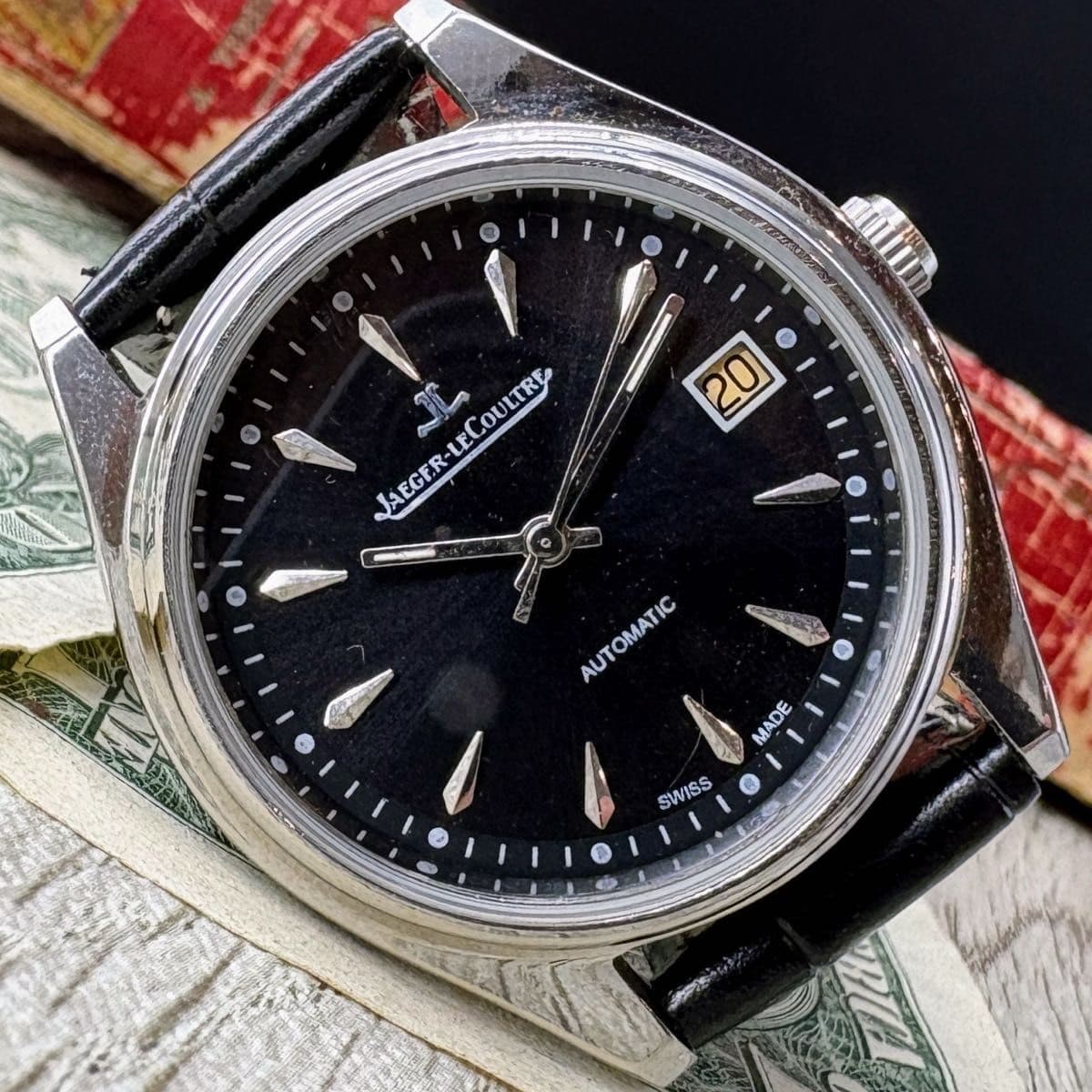 Jaeger-LeCoultre Vintage Automatic Watch Black Dial Date 36mm Mens Japan