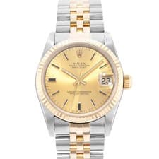 Rolex Datejust 31 68273 Champagne Index Steel 18k Yellow Gold Mens Watch 1984
