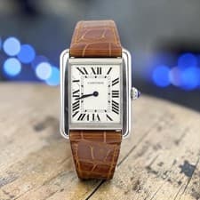 Very Nice Ladies Cartier Tank Solo WSTA0030  Card SS White Dial